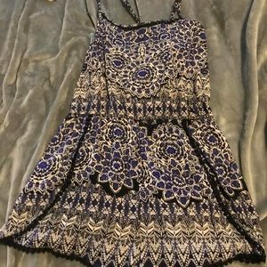 Blue black and white romper